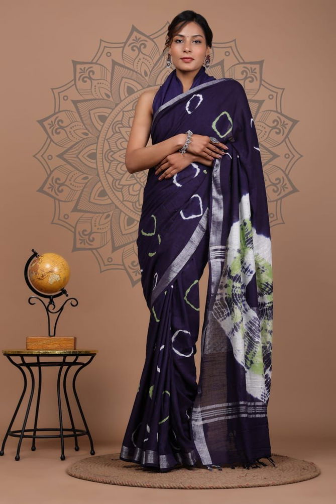 Sc Shloka A Linen Colors Printed Sarees Catalog